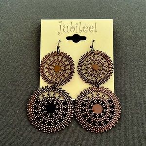 Mandala brass colored round earrings